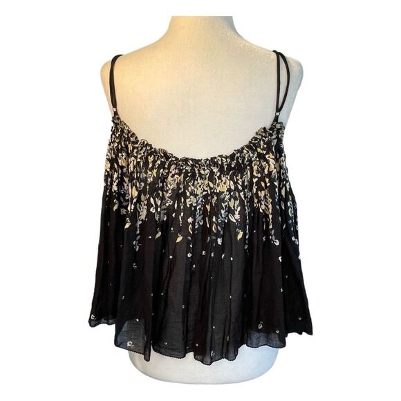 Free People Intimately Instant Crush Camisole Top Black Floral Print Cropped S - Picture 5 of 6